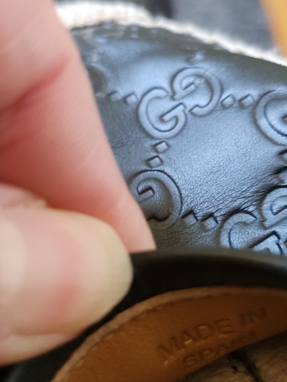 Gicci Leather Embroidered Monogram Black Espadrille Flats - Picture 10 of 12